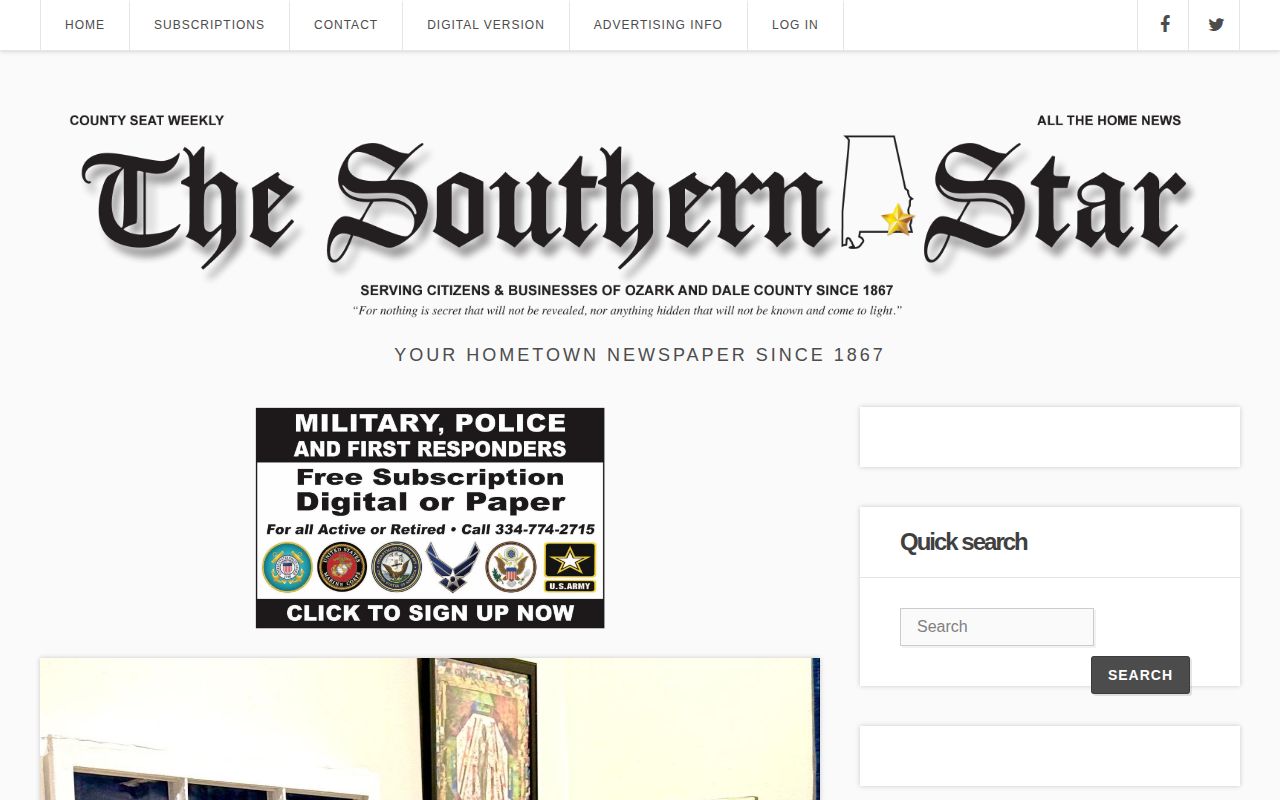 Southern Star and Ozark News archive page used for Dale County arrest-log research