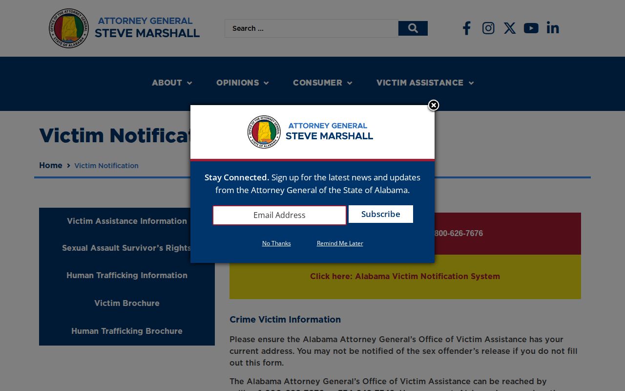 Alabama victim notification help for Dale County custody alerts