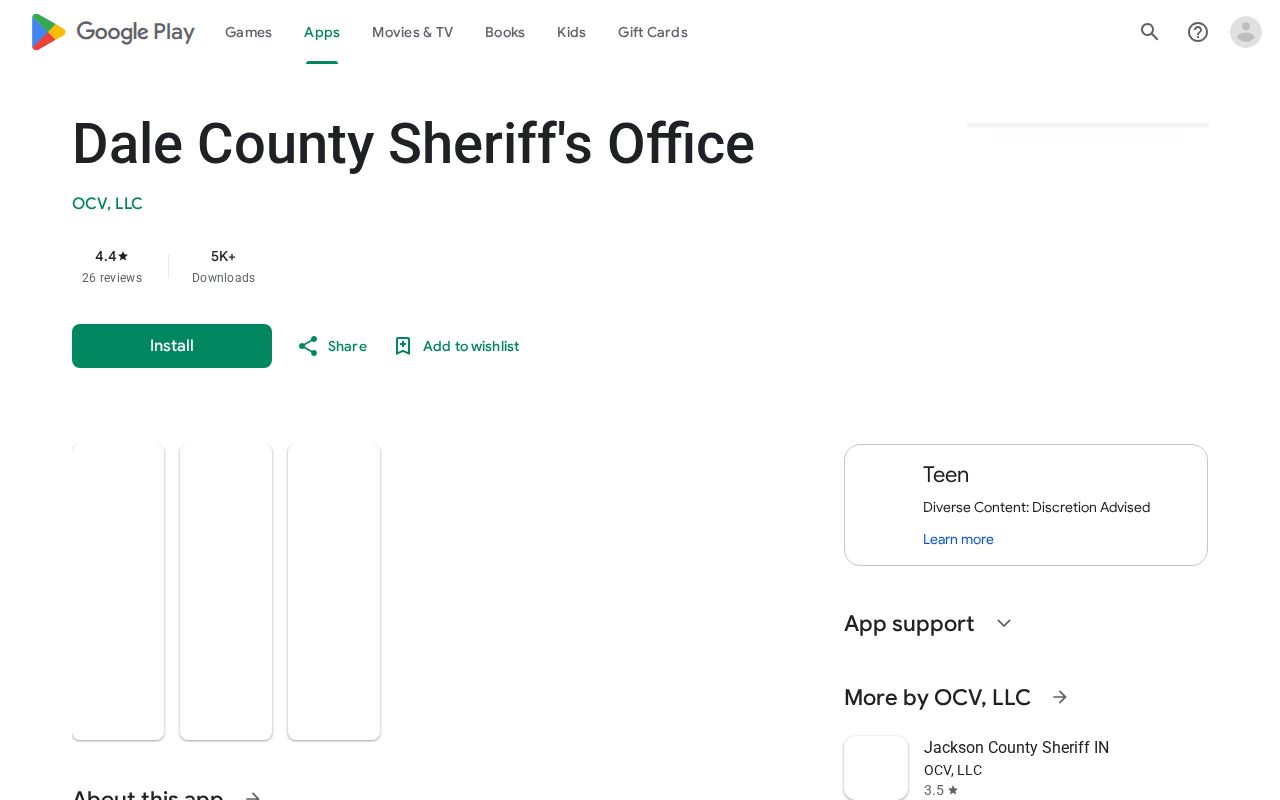 Dale County Sheriff's Office app listing with inmate information feature